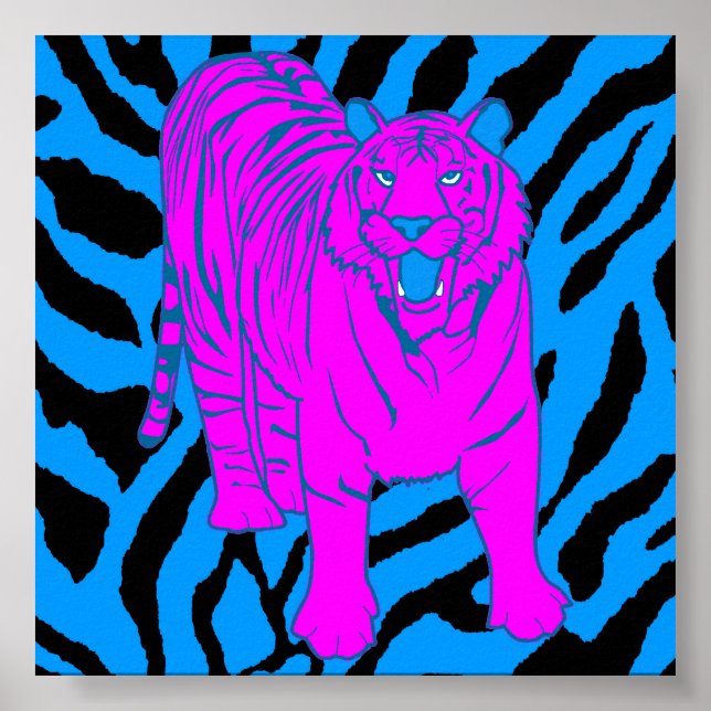 Poster Corey Tiger 80s Retro Growling Tiger (Devant)