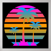 Corey Tiger 80s Retro Vintage Palm Trees coucher d