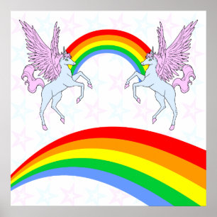 Poster Corey Tiger 80s Unicornes Vintage Rainbows Stars