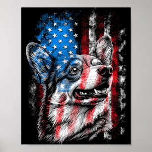 Poster Corgi 4 juillet amateur de chiens Hommes Femmes Am