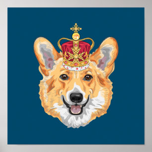Poster Corgi avec couronne