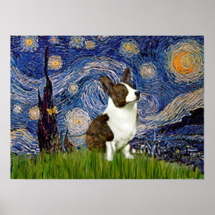 Poster Corgi Cardigan gallois - Nuit étoilée