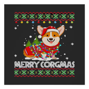 Poster Corgi Chien Joyeux Corgmas Santa Corgi Noël Affreu