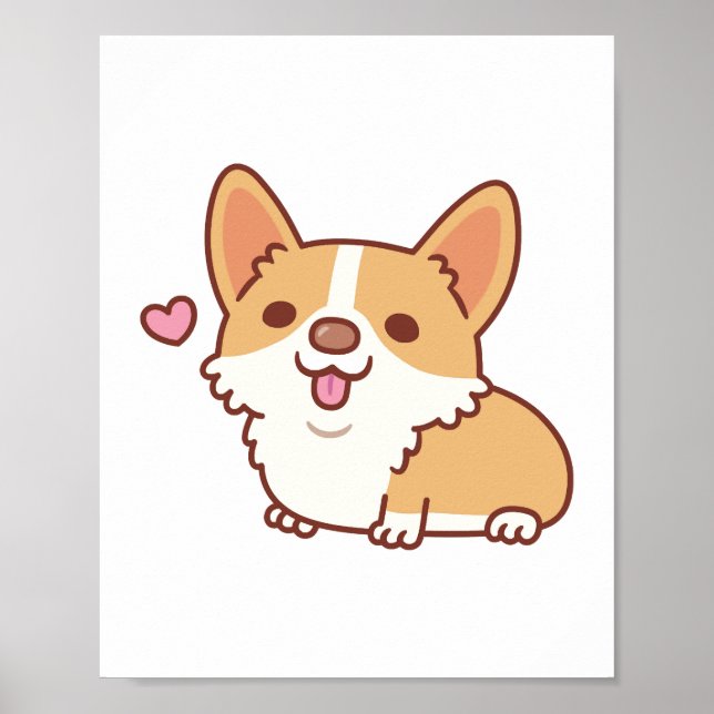 Poster Corgi Chien mignon et souriant (Devant)