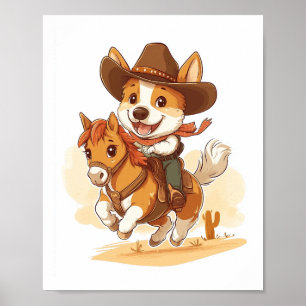 Poster Corgi Cowboy � Chien de Rodéo Occidental