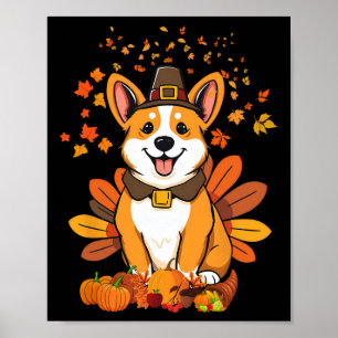 Poster Corgi de Thanksgiving Dinde 1