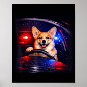 Poster Corgi drôle mème de chien qui conduit une voiture