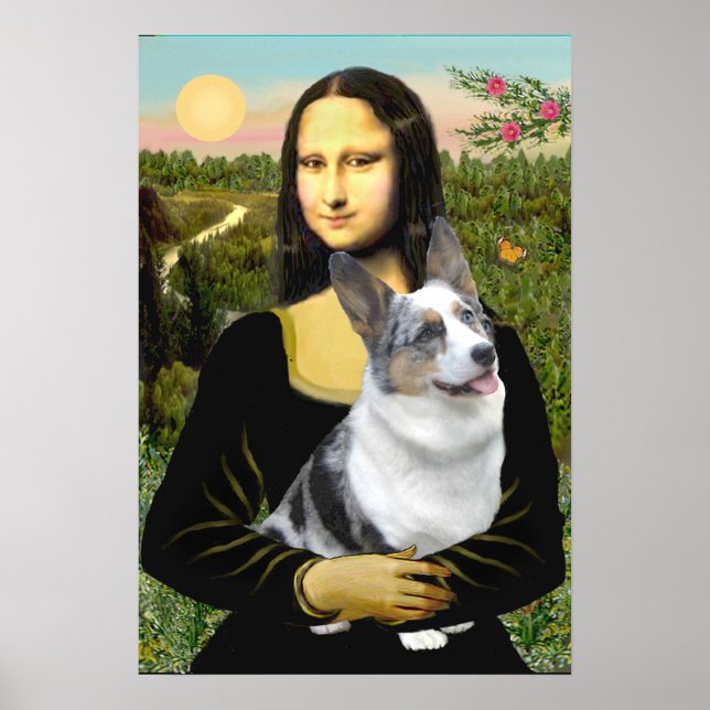 Poster Corgi gallois (merle bleu) - Moan Lisa (Devant)