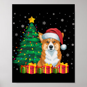 Poster Corgi gallois moche Santa Hat Feux de Noël Chien L