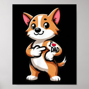 Poster Corgi I Love Papa Funny Chien Tattoo _1