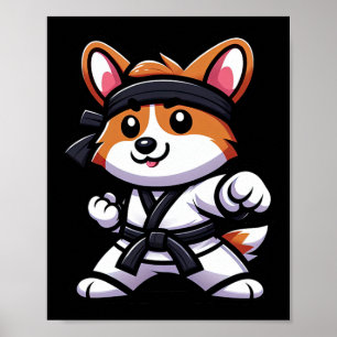Poster Corgi Karate Funny Chien Arts Martiaux Hommes Femm