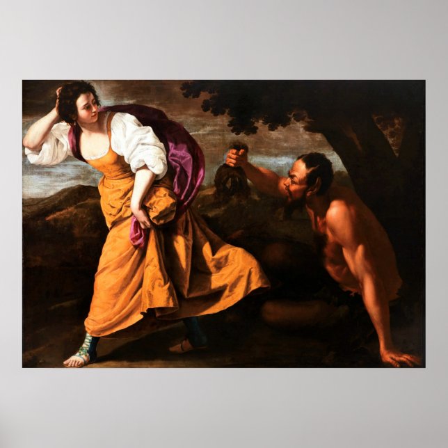 Poster Corisca et le Satyr - Artemisa Gentileschi (Devant)