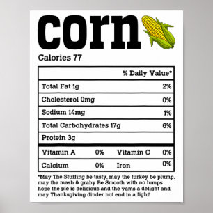 Poster Corn Nutrition Fiches Thanksgiving Aliments Hommes