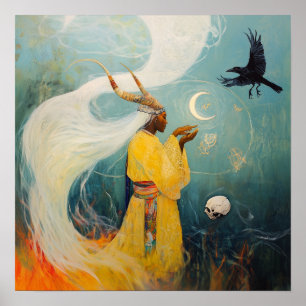 Poster Corne Prêtesse Lune cuisine AI Art Matte Valeur