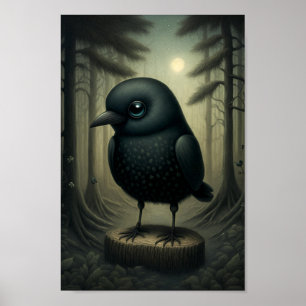 Poster Corneille noire mignonne dans les bois
