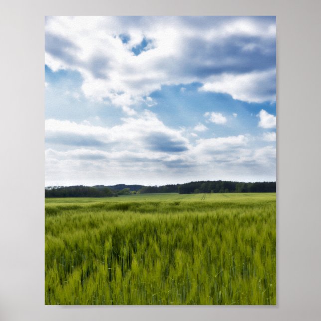 Poster Corneilles vertes et ciels bleus (Devant)