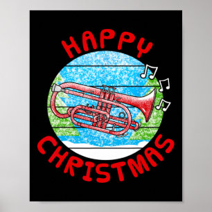Poster Cornet Christmas Cornetist Br Musicien de musique