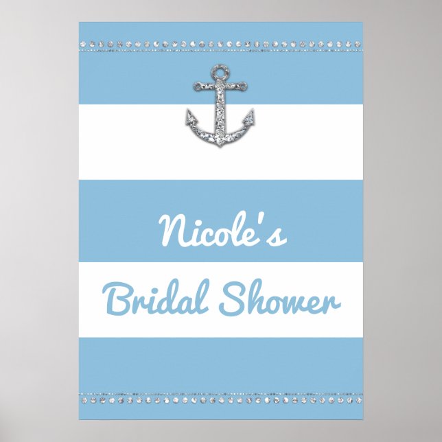 Poster Cornflower Bleu & Blancs Ancre diamant (Devant)