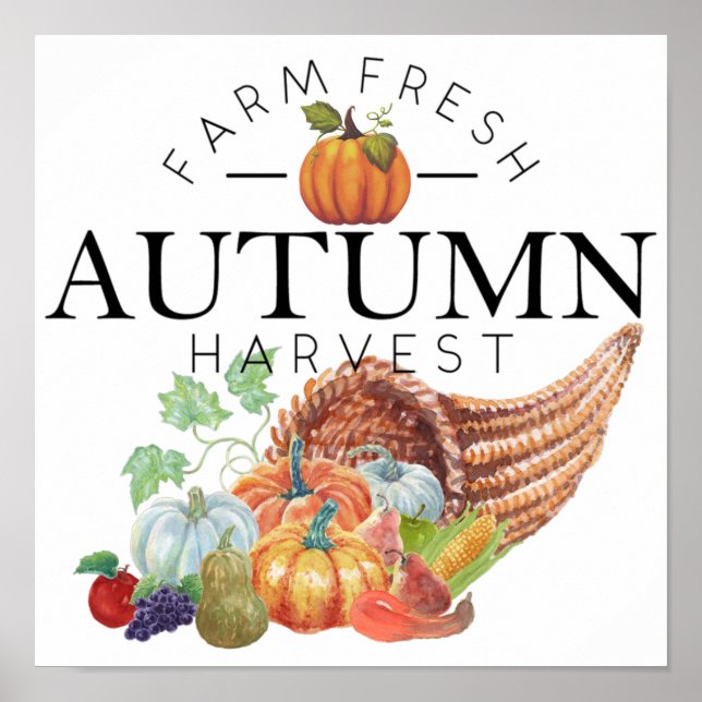 Poster Cornucopie de récolte d'automne (Devant)