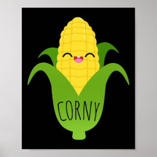 Poster Corny Cute Corn sur le Cob Foodie Art Imprimer