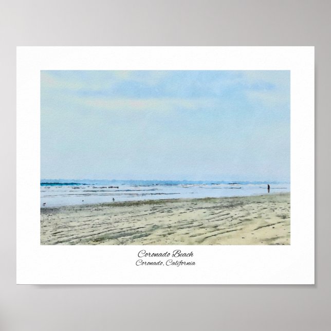 Poster Coronado Beach, Californie Aquarelle (Devant)