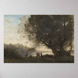 Poster Corot - Danse sous les arbres, bord du lac 1865
