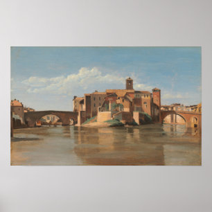 Poster Corot - Île, Pont de San Bartolomeo Rome 1825