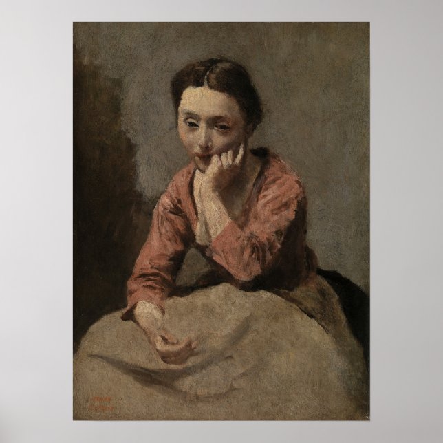 Poster Corot - Jeune Femme Pensive (Devant)