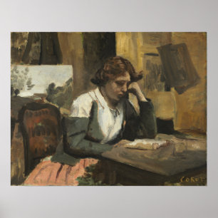 Poster Corot - Jeune Fille Lisant