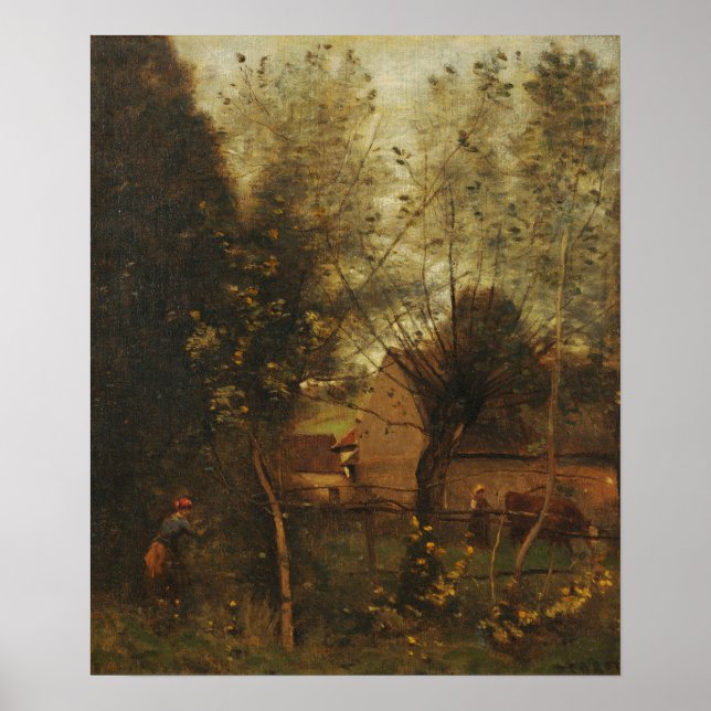 Poster Corot - Scène de ferme (Devant)