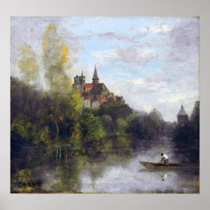 Poster Corot - Semur, Cathedral Seen From Armançon