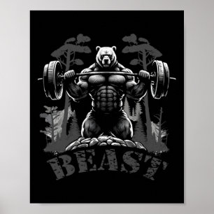 Poster Corps de gym musculation fitness Workout Beast Bea