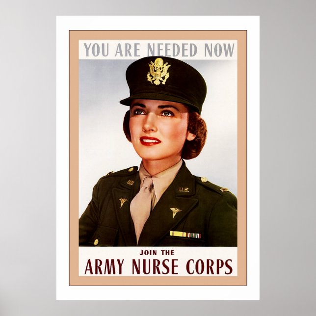 Poster Corps des infirmières de l'armée ~ 2ÈME GUERRE MON (Devant)
