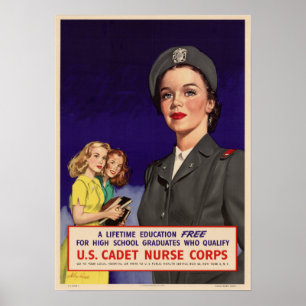 Poster Corps des infirmières et cadets 2ème guerre mondia