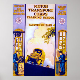 Poster Corps des transports automobiles ~ Vintage Guerre