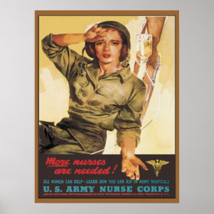 Poster Corps d'infirmière vintages d'armée 2ÈME GUERRE