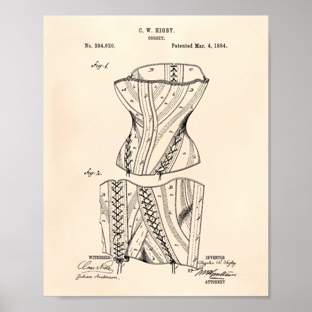 Poster Corset 1884 Brevet Art Vieux Poivre (Devant)