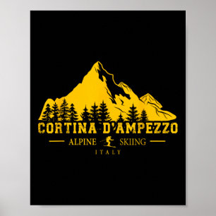 Poster Cortina D'ampezzo Italie Station de ski Alpine Ski
