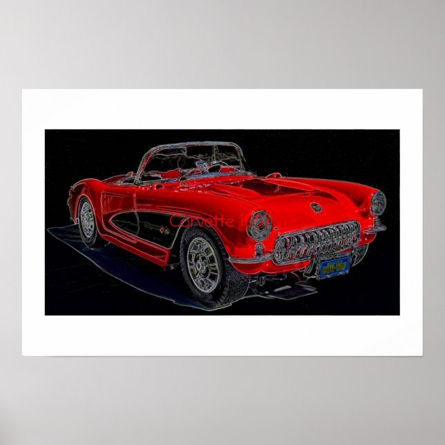 Poster Corvette 1957 (Devant)