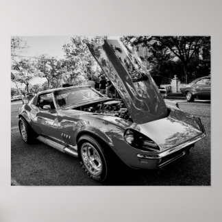 Poster Corvette Chevrolet 1969 avec performances en mouve