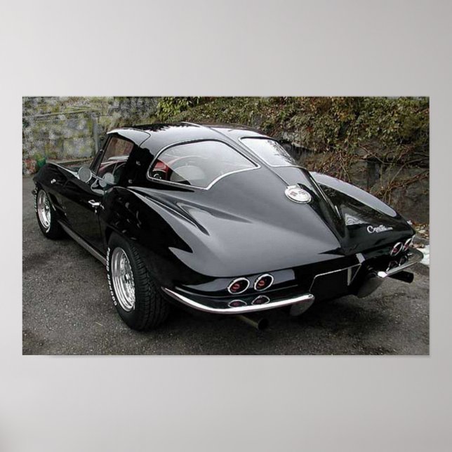 Poster Corvette classique de la fenêtre à fente noire (Devant)