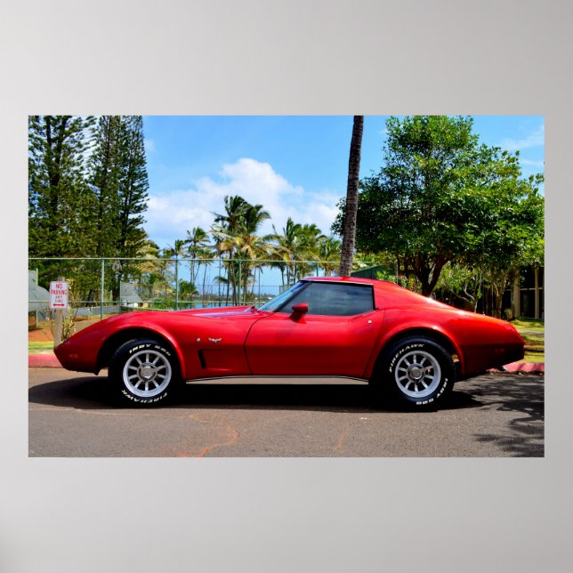 Poster Corvette rouge Chevy (Devant)