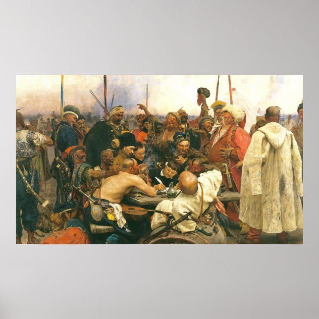 Poster Cosaques zaporozhiens par Ilya Iefimovich Repin (Devant)