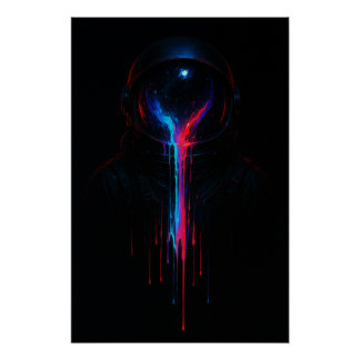 Poster Cosmic Astronaut Drip – Neon Space Art Print
