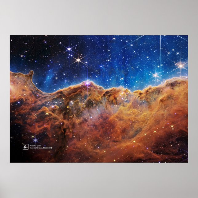 Poster Cosmic Cliffs, Carina Nebula, NGC 3324 (JWST) (Devant)
