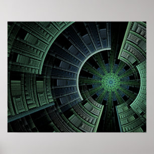 Poster Cosmic Pod Vert Abstrait géométrique