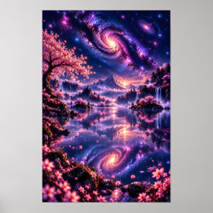 Poster Cosmic Sakura : Galaxie Sakura Art de fleurs de ce