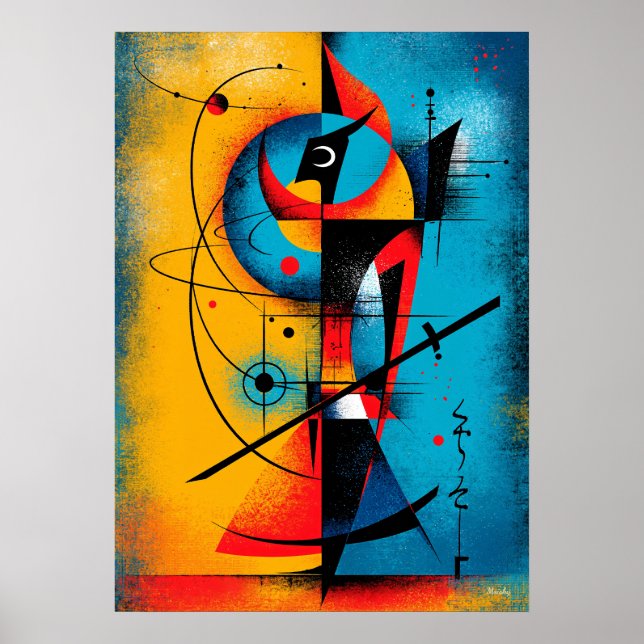 Poster Cosmic Samurai – Modern Abstract Geometric Wall (Devant)