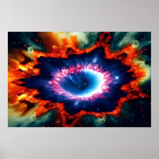 Poster Cosmique Violet Galactique Rouge Orange Bleu Étoil (Devant)