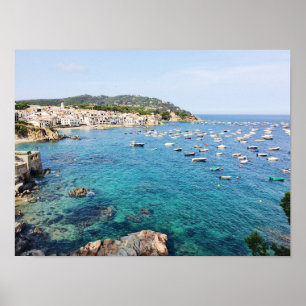 Poster Costa Brava Espagne Pittoresque Océan Bleu Photo V